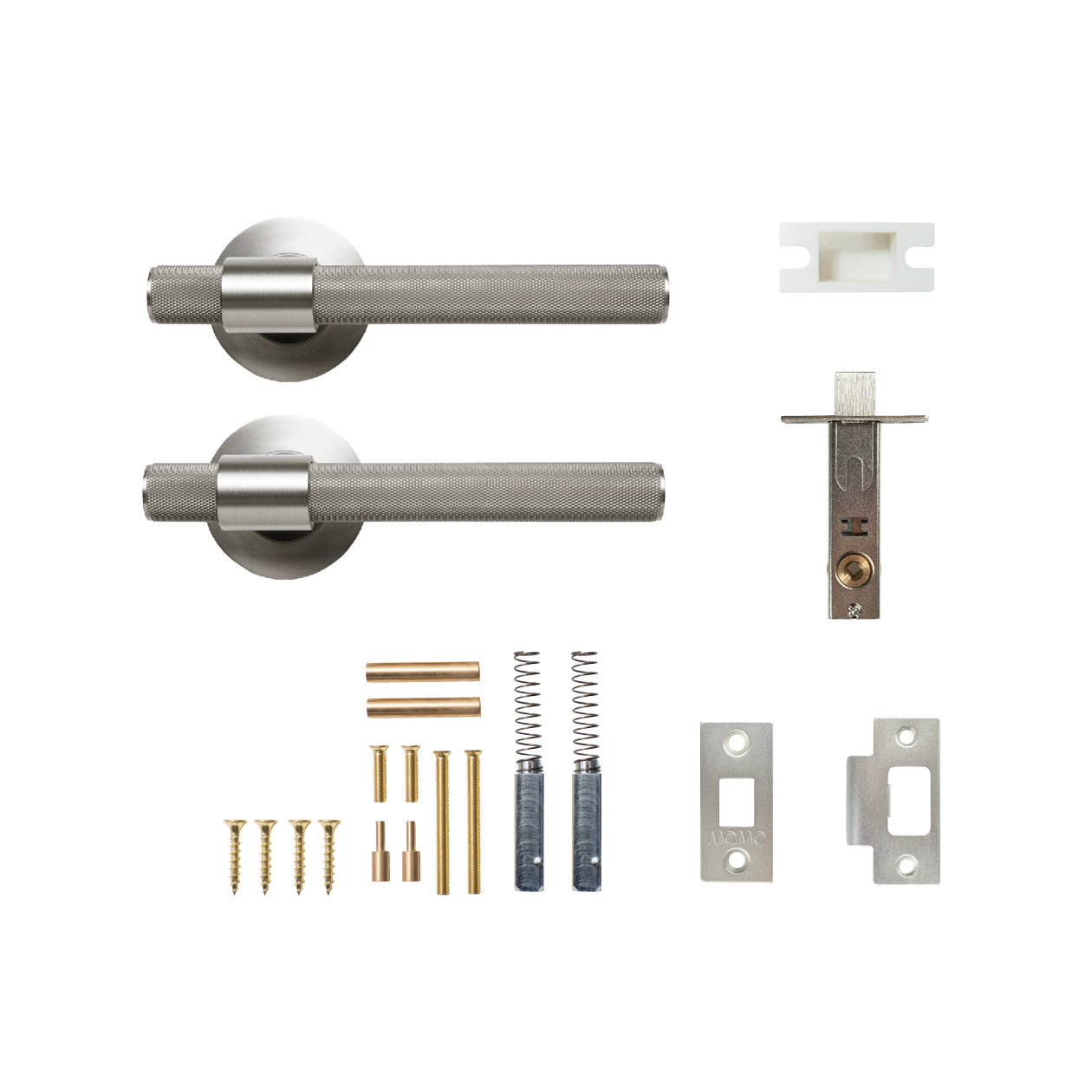 Momo Belgravia Solid Brass Knurled Tubular Latch Passage Lever Set In