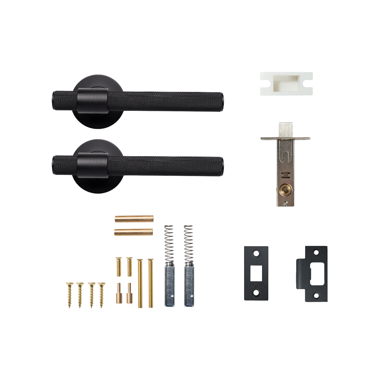 Momo Belgravia Solid Brass Knurled Tubular Latch Passage Lever Set In
