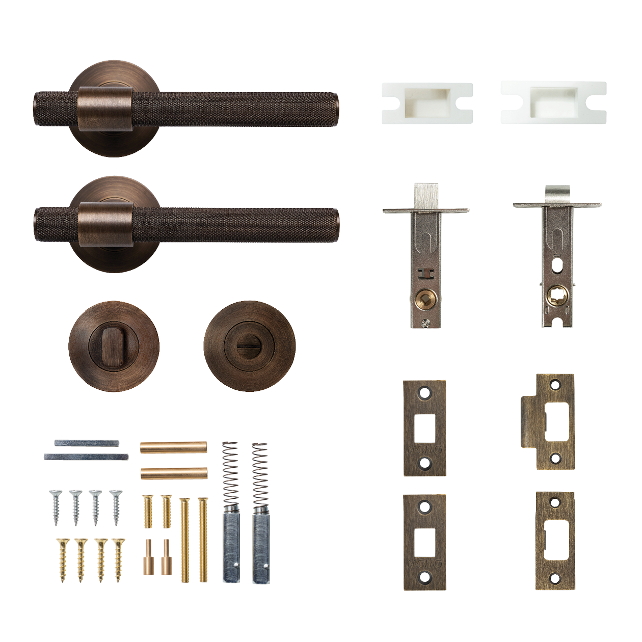 Momo Belgravia Solid Brass Knurled Tubular Latch Privacy Lever Set In