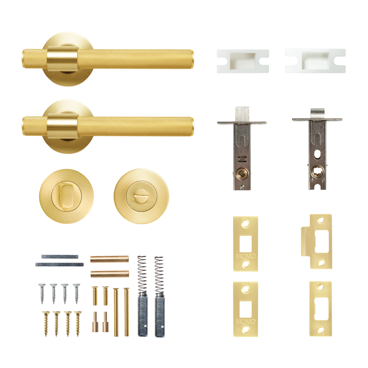 Momo Belgravia Solid Brass Knurled Tubular Latch Privacy Lever Set In