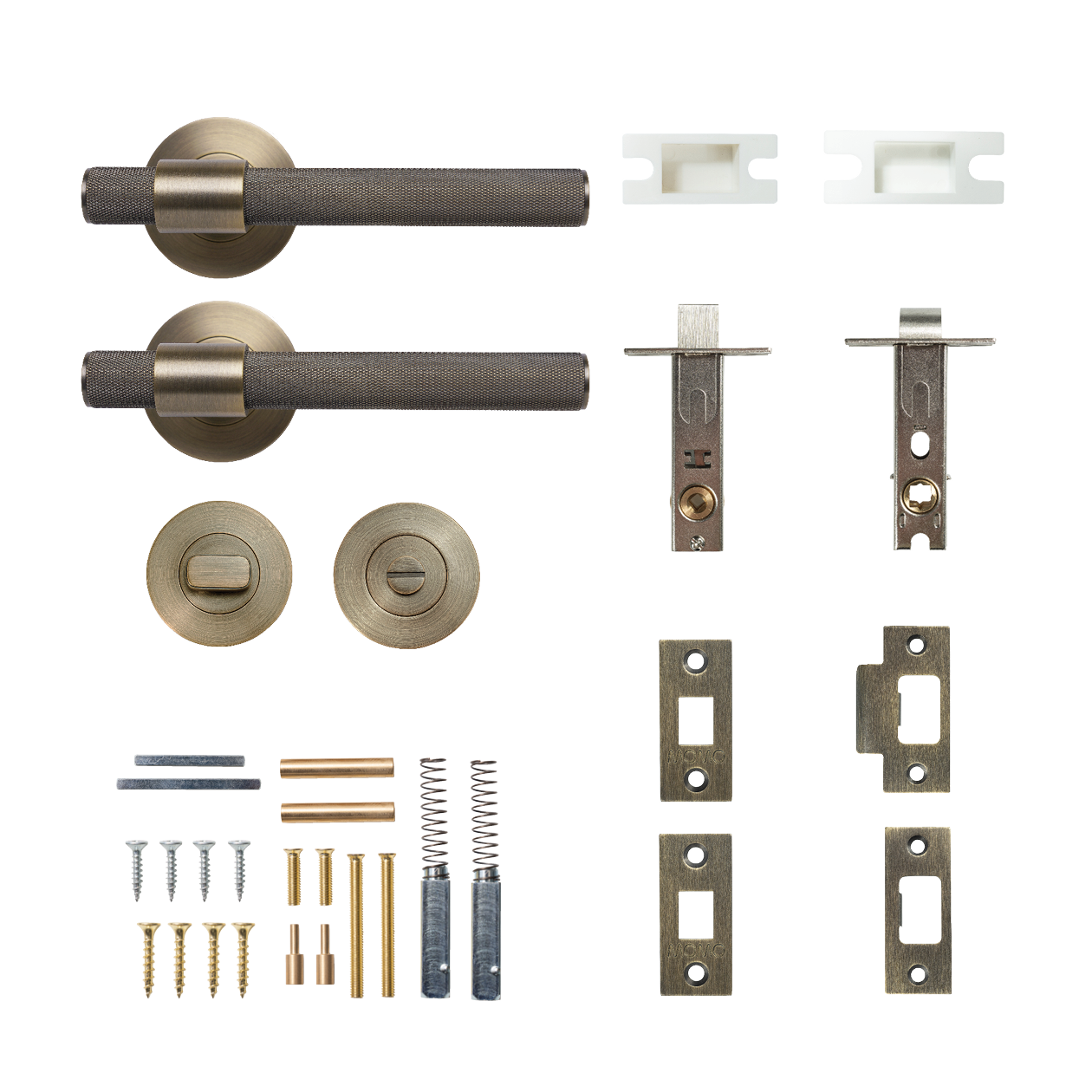 Momo Belgravia Solid Brass Knurled Tubular Latch Privacy Lever Set In