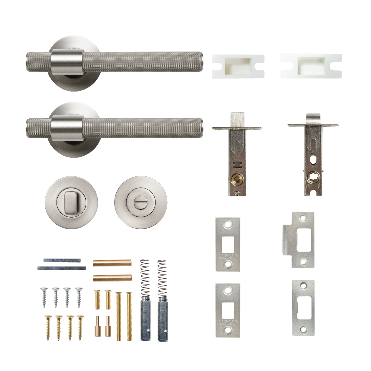 Momo Belgravia Solid Brass Knurled Tubular Latch Privacy Lever Set In
