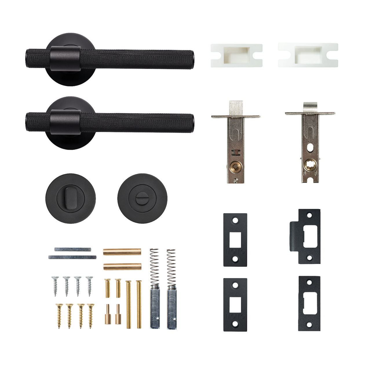 Momo Belgravia Solid Brass Knurled Tubular Latch Privacy Lever Set In
