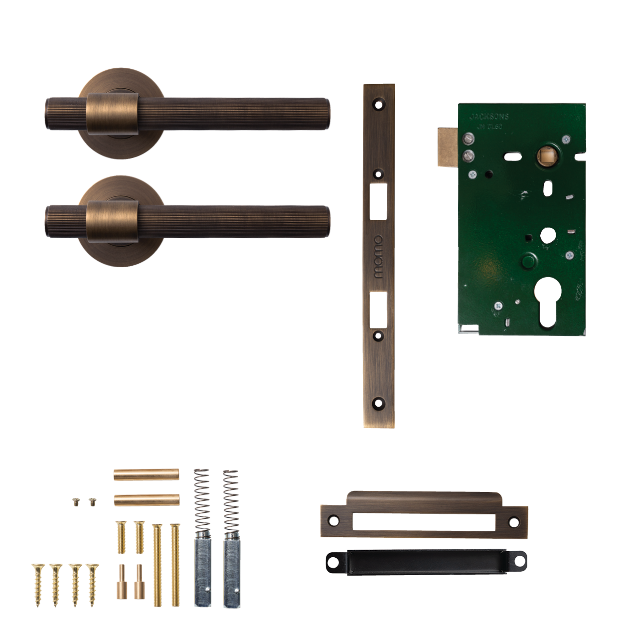 Momo Belgravia Solid Brass Lined Mortice Lock Passage Lever Set In
