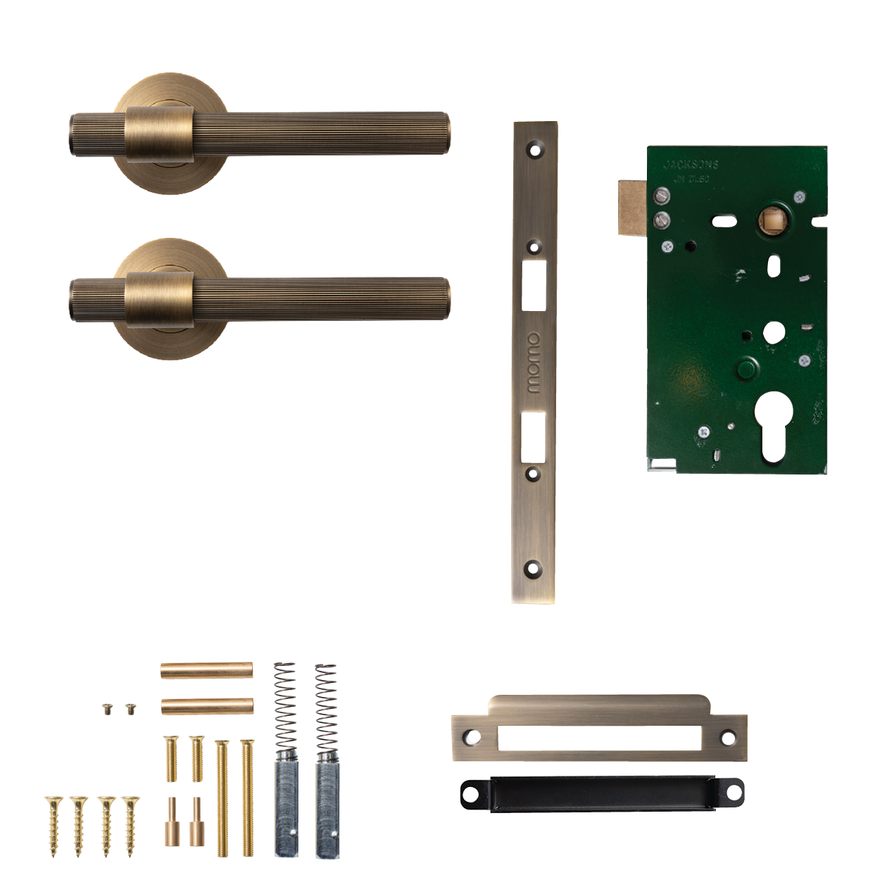 Momo Belgravia Solid Brass Lined Mortice Lock Passage Lever Set In