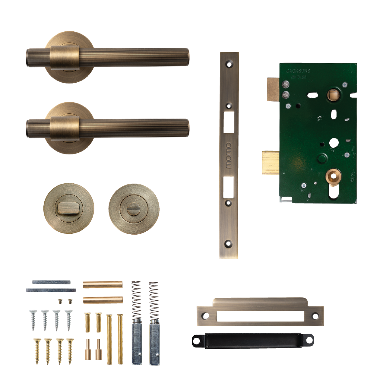 Momo Belgravia Solid Brass Lined Mortice Lock Privacy Lever Set In