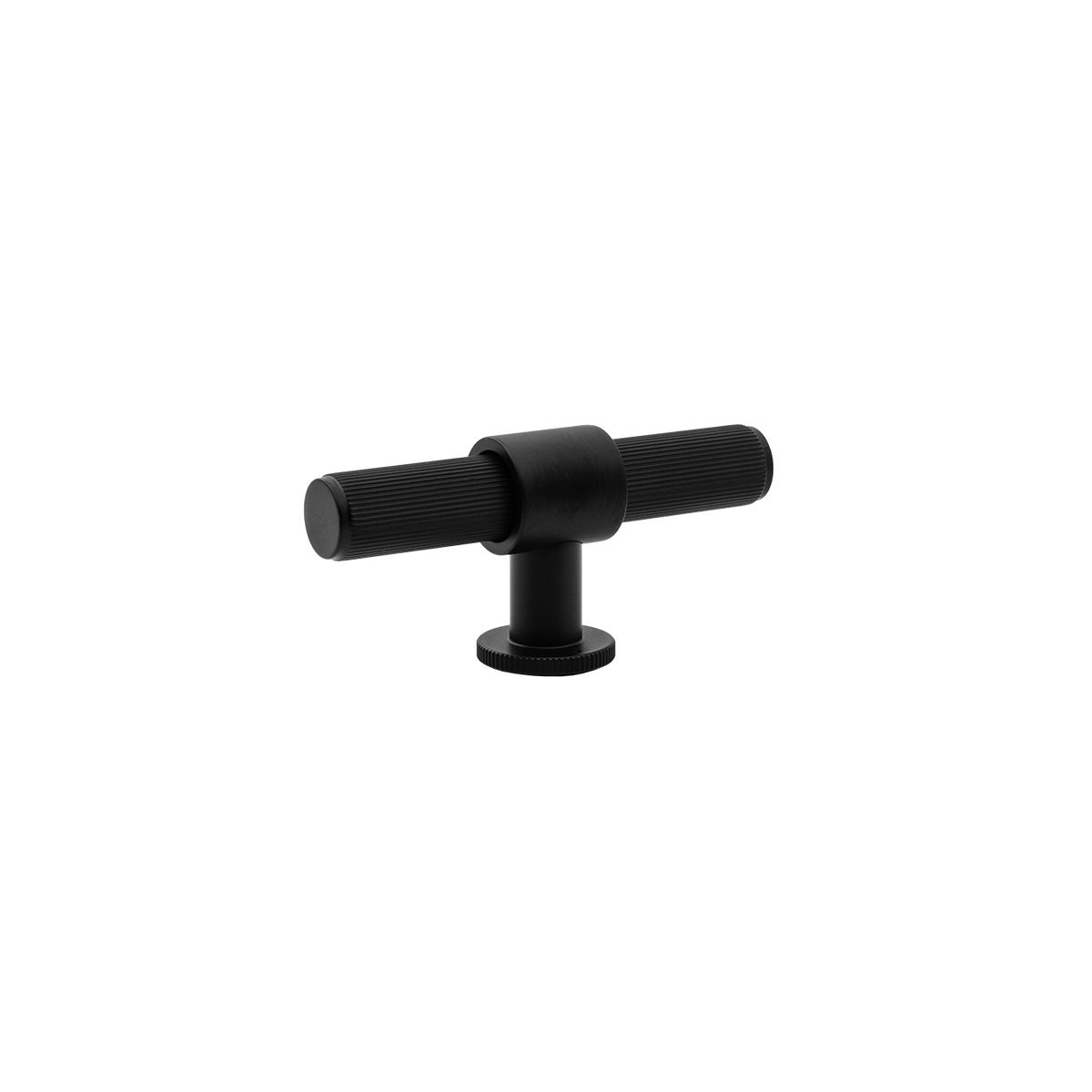 Momo Belgravia Lined T Knob Solid Brass 82mm in Matt Black - front view