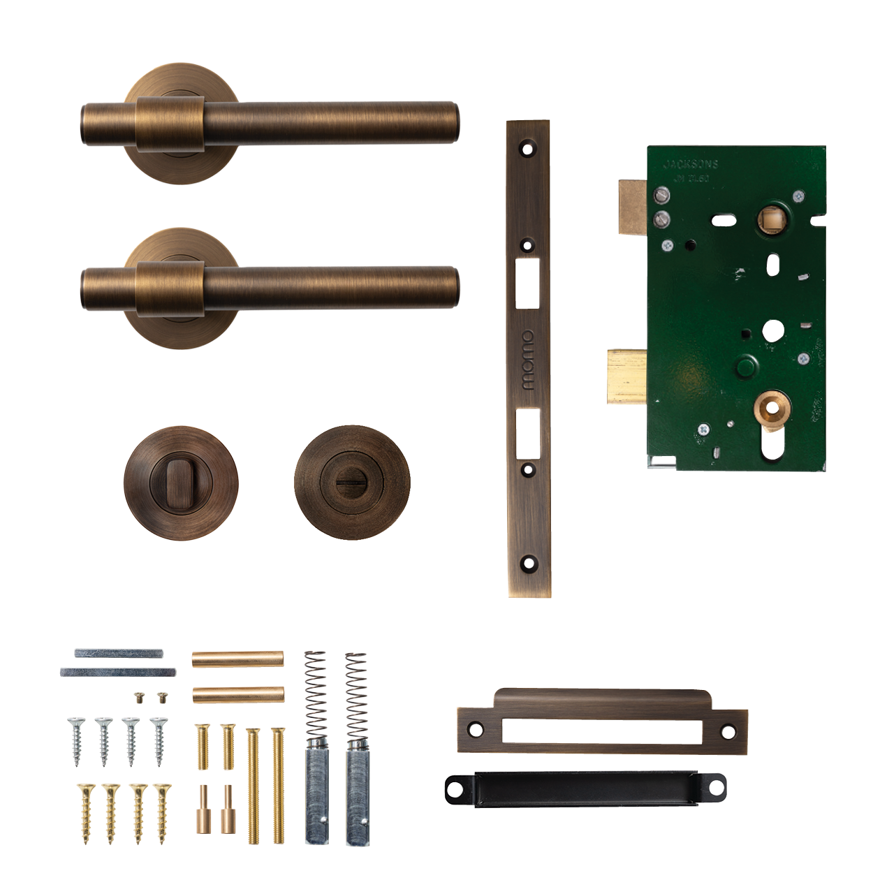 Momo Belgravia Plain Solid Brass Mortice Lock Privacy Lever Set In
