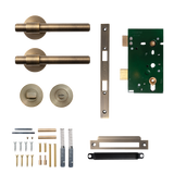 Momo Belgravia Plain Solid Brass Mortice Lock Privacy Lever Set In