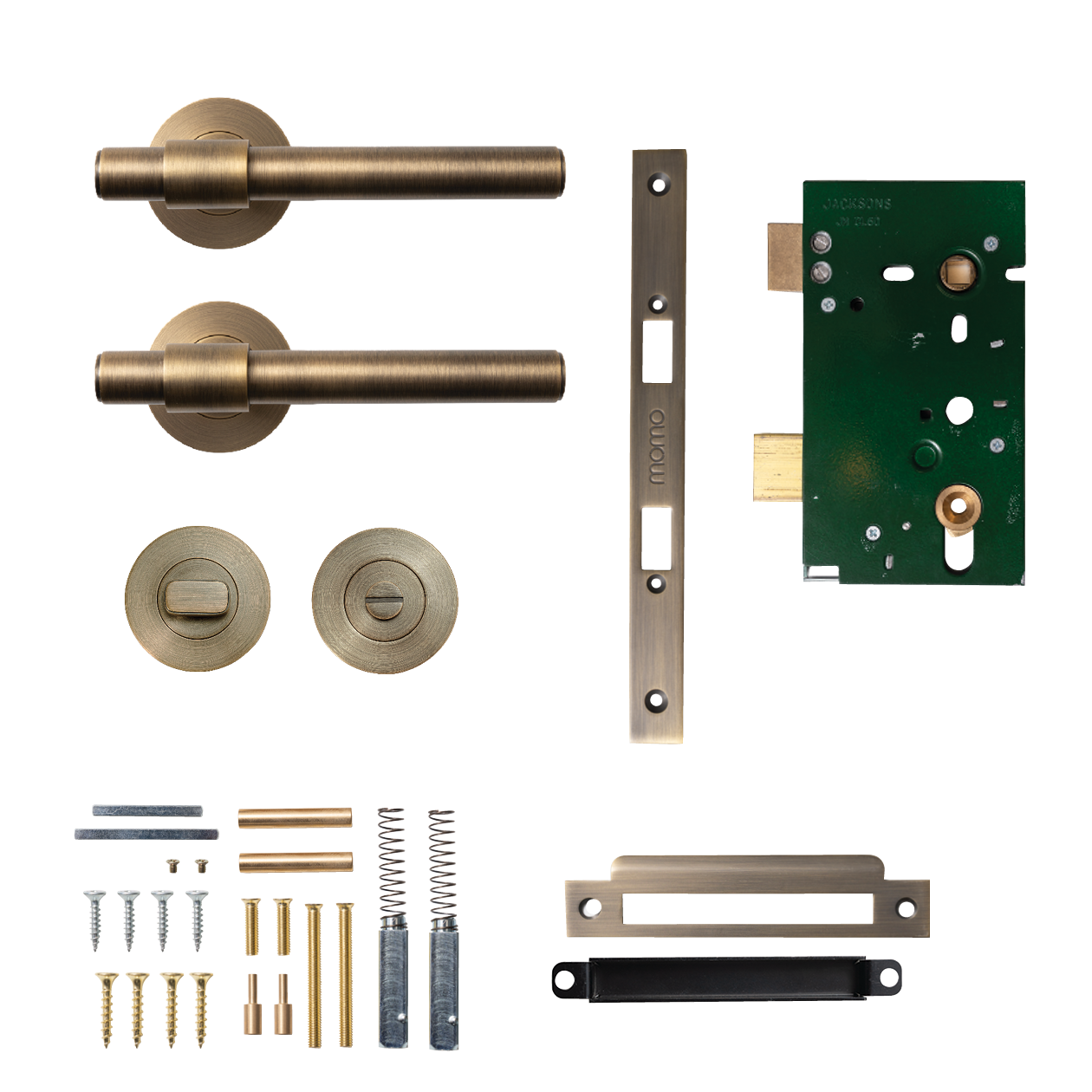 Momo Belgravia Plain Solid Brass Mortice Lock Privacy Lever Set In