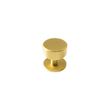 Momo Belgravia Plain Round Knob Solid Brass 35mm in Brushed Satin Brass - close-up detail view