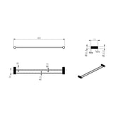 Mica Fluted Double Towel Rail - Black
