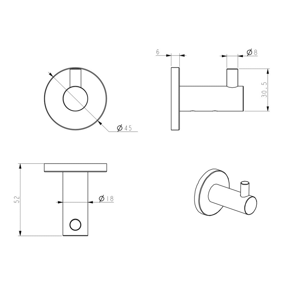 Mica Robe Hook - Chrome