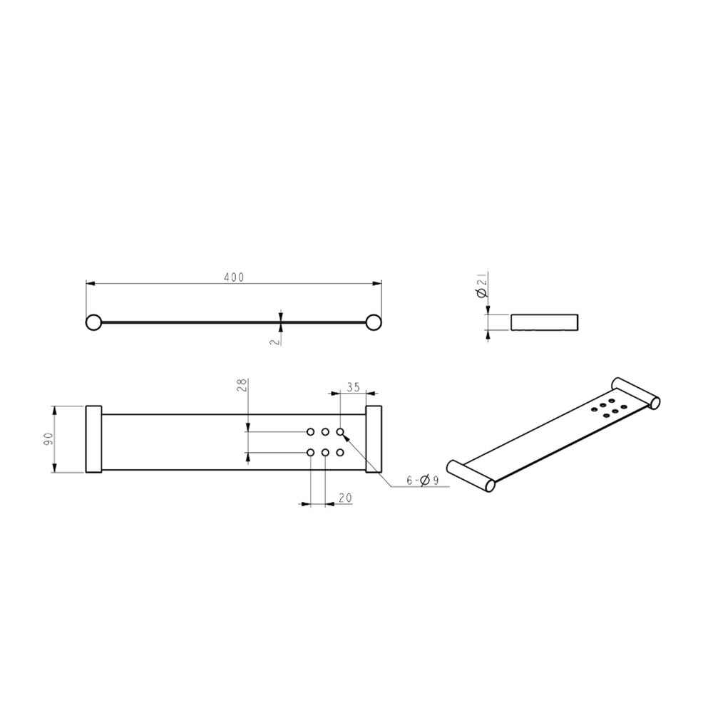 Mica Stainless Shelf - 400mm - Chrome