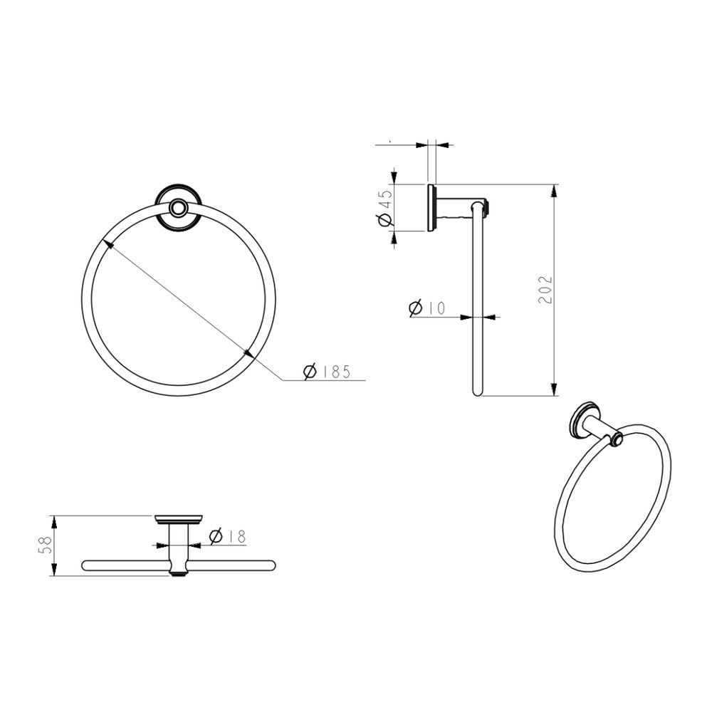 Mica Heritage Towel Ring - Chrome