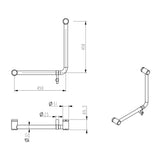 Mica Care Grab Rail - Curved 90 Degree - 450x450mm - Chrome
