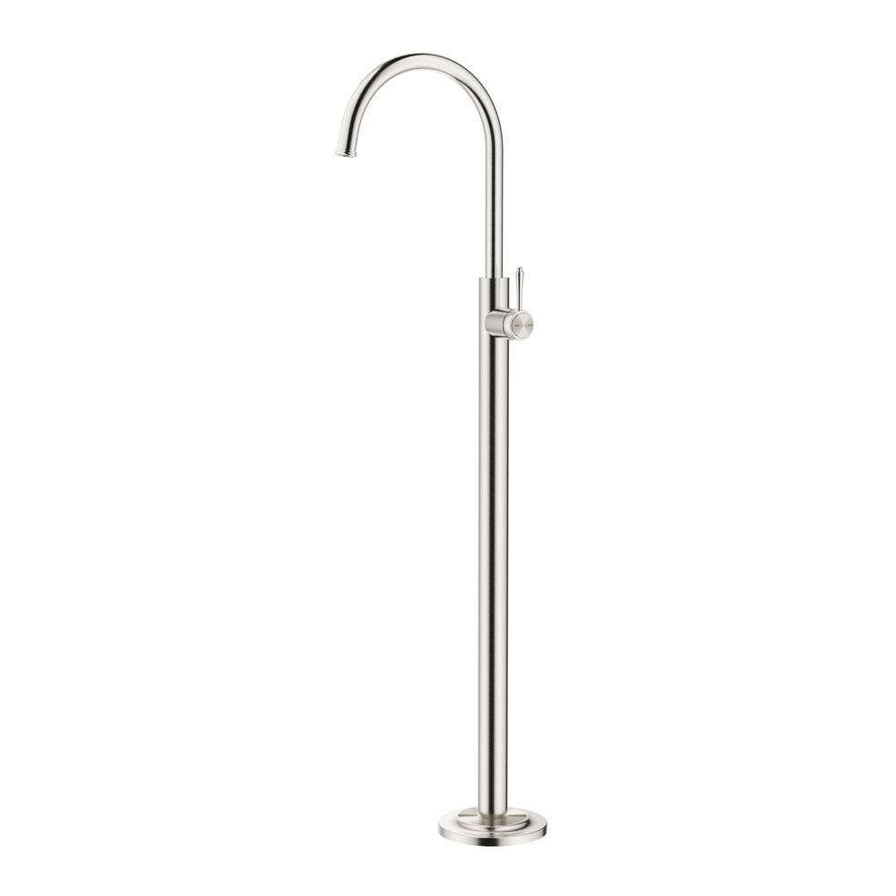 Mica Heritage Freestanding Bath Mixer in Brushed Nickel - side profile view
