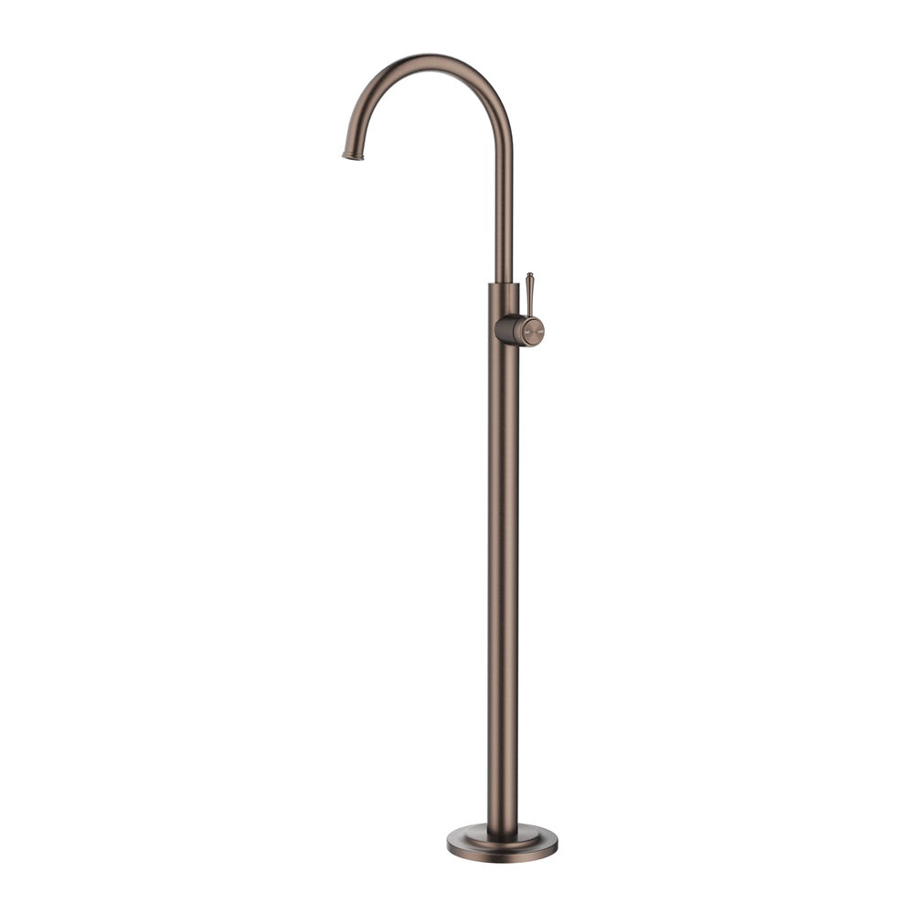 Mica Heritage Freestanding Bath Mixer in Dusk Bronze - rear mounting detail