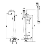 Mica Heritage Freestanding Bath Mixer with Hand Shower in Chrome - angled product view