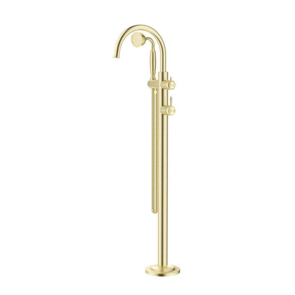 Mica Heritage Freestanding Bath Mixer with Hand Shower in French Gold - alternative product view