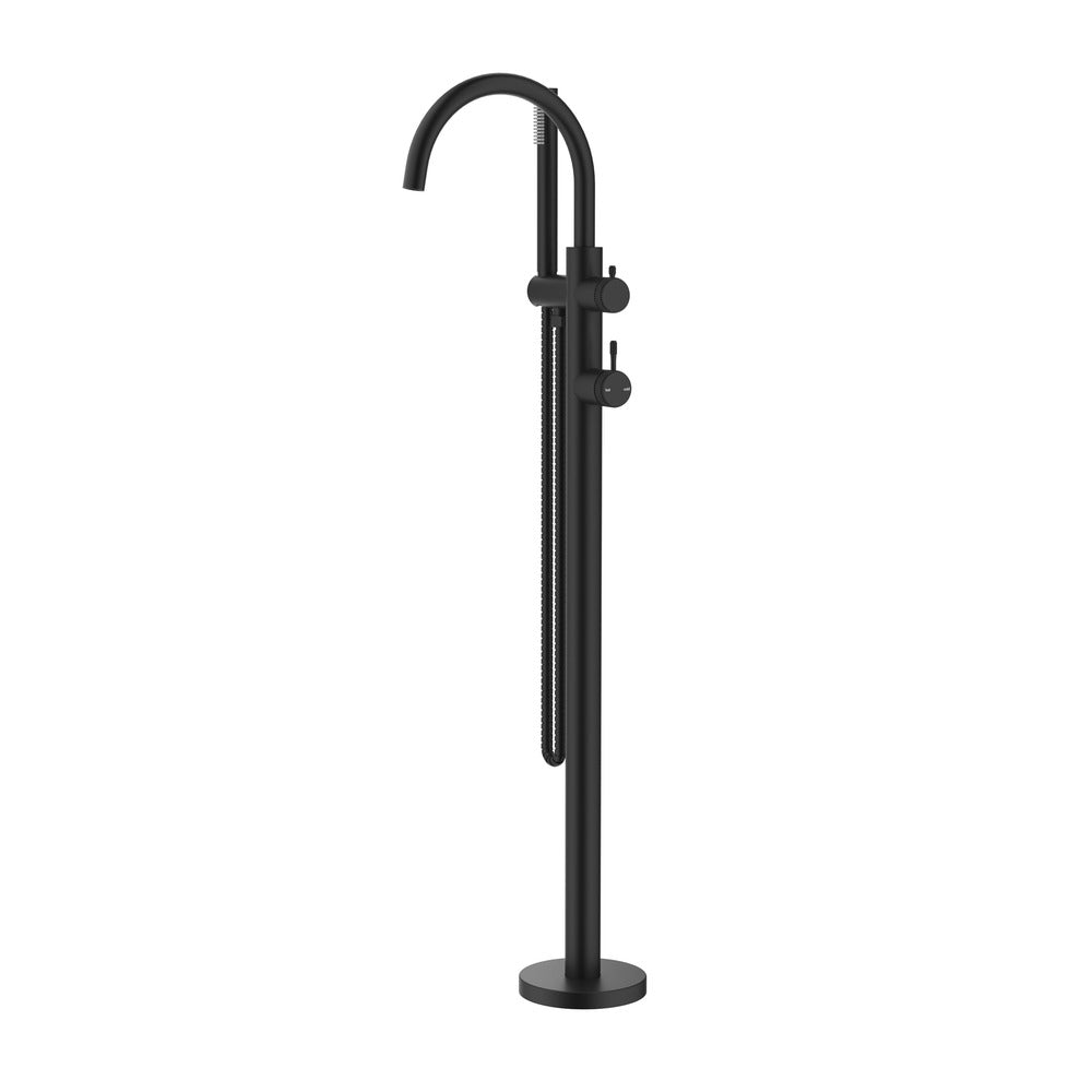 Mica Fluted Freestanding Bath Mixer with Hand Shower