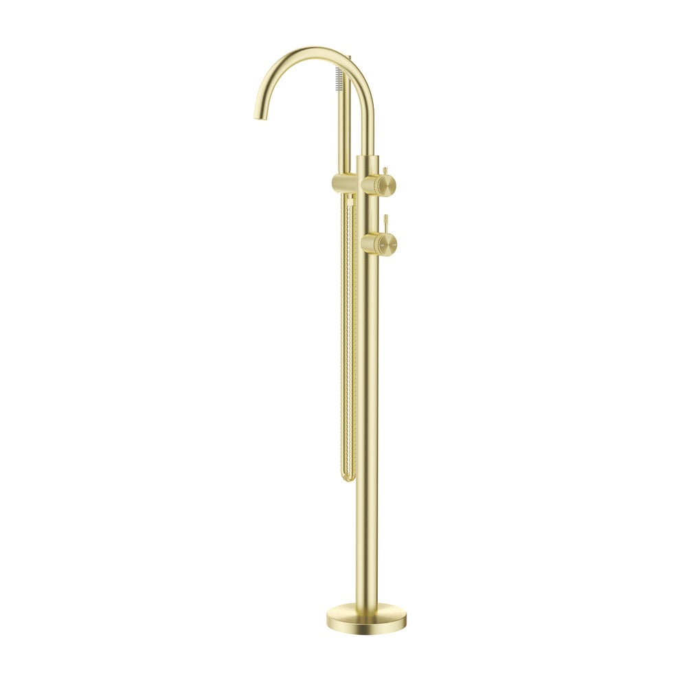 Mica Fluted Freestanding Bath Mixer with Hand Shower