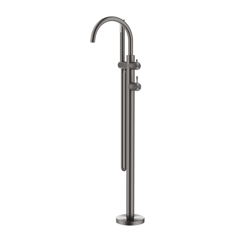 Mica Fluted Freestanding Bath Mixer with Hand Shower