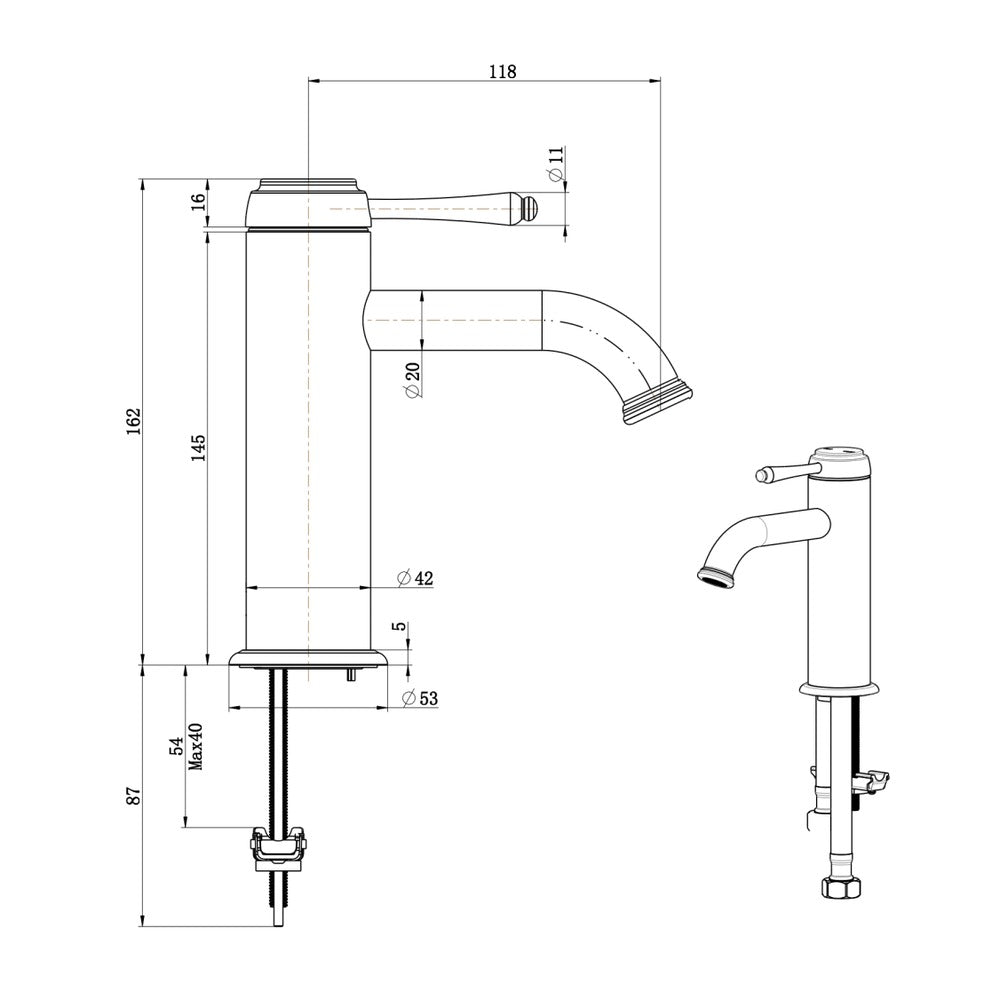 Mica Heritage Basin Mixer - Chrome