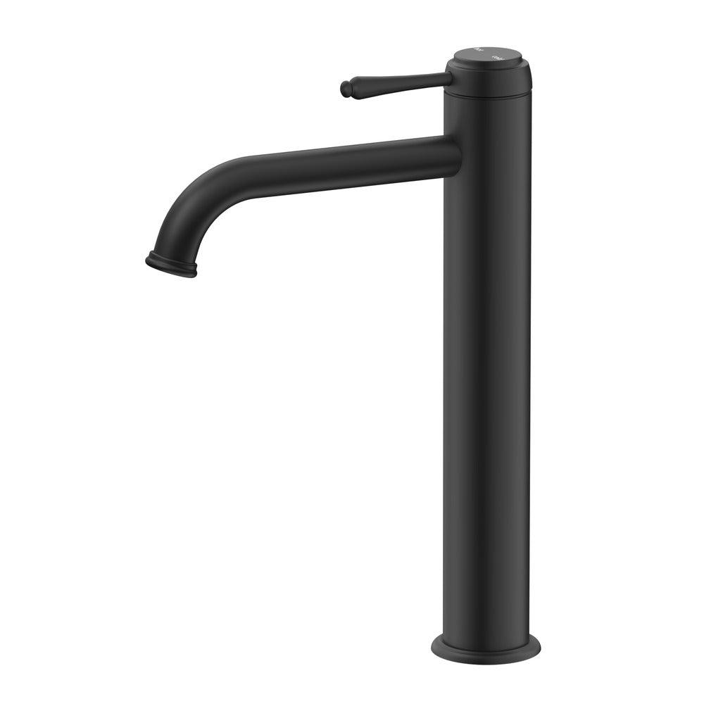 Mica Heritage Tall Basin Mixer in Black - close-up detail view