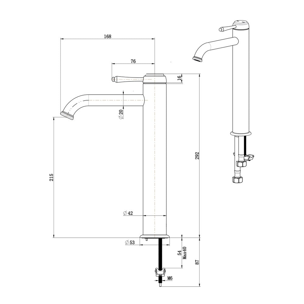 Mica Heritage Tall Basin Mixer in Chrome - angled product view