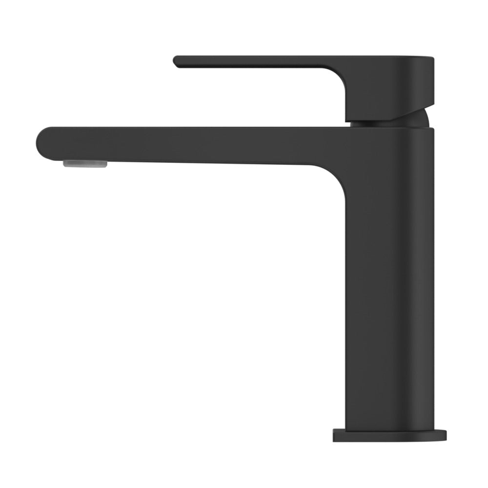 Beki Basin Mixer in Black - rear mounting detail, bathroom fixture