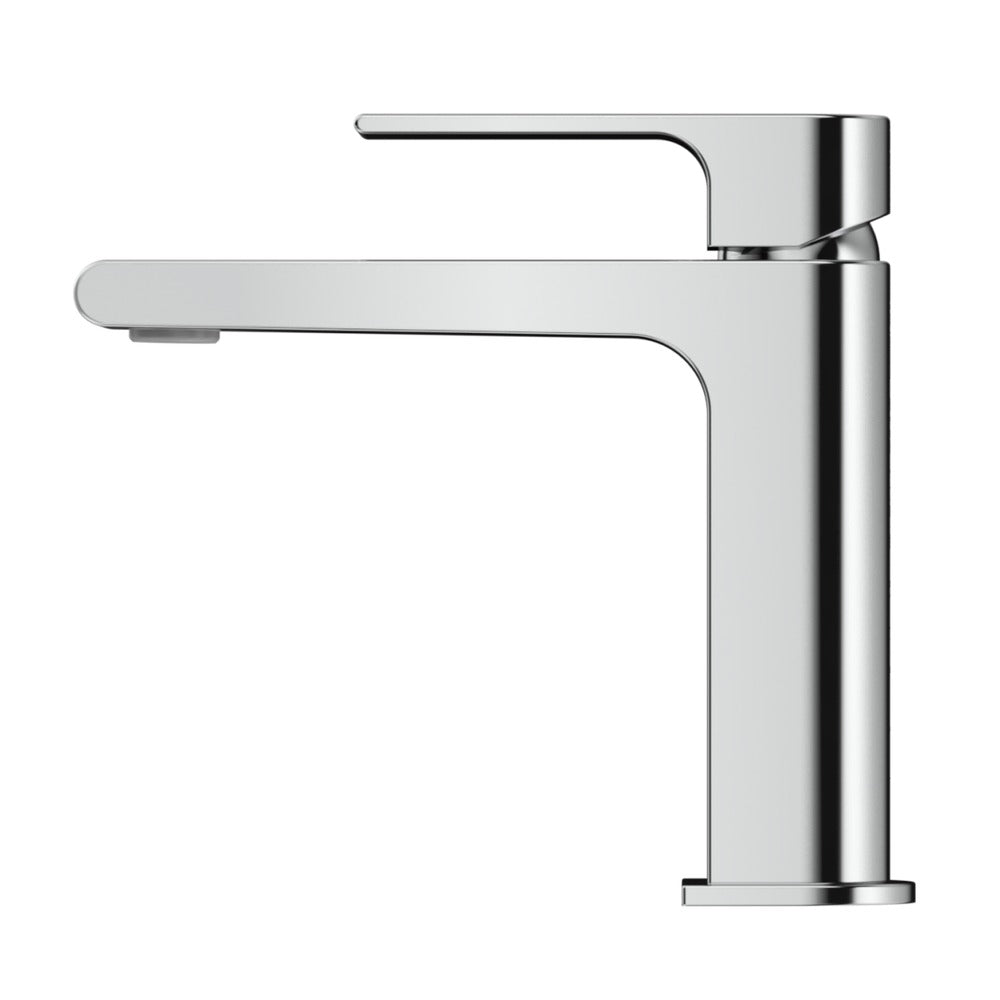 Beki Basin Mixer in Chrome - angled product view, bathroom fixture