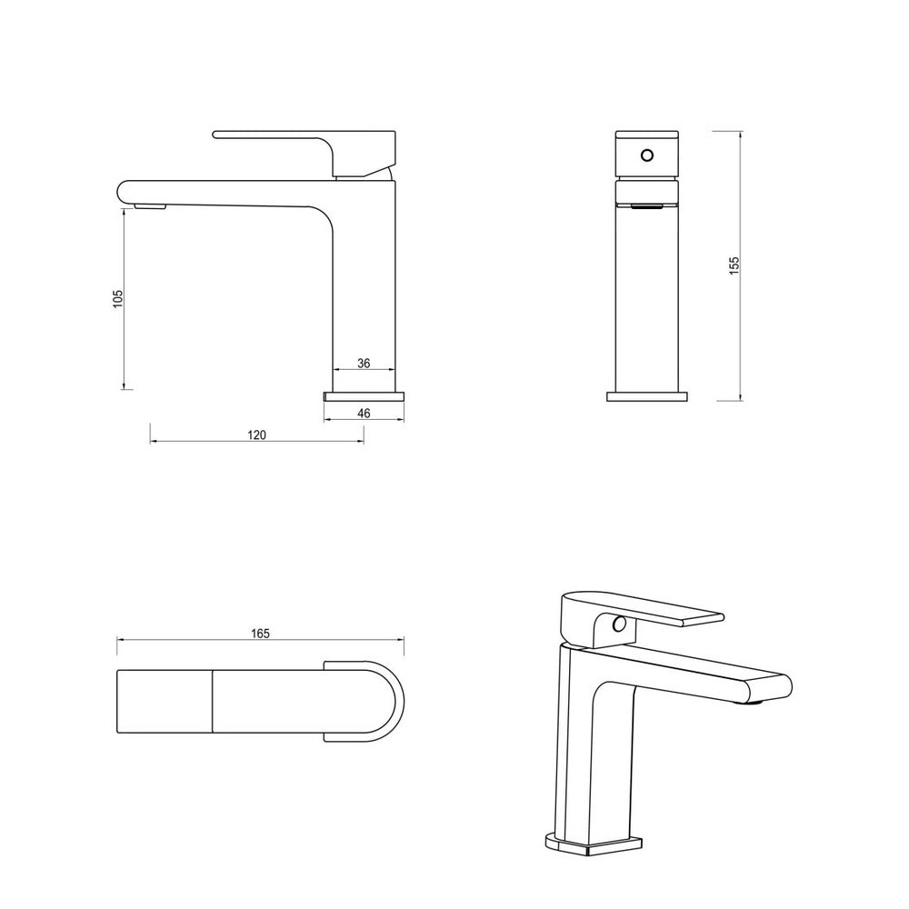 Beki Basin Mixer in Chrome - side profile view, bathroom fixture