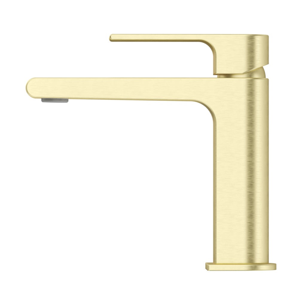 Beki Basin Mixer in French Gold - finish and profile close-up