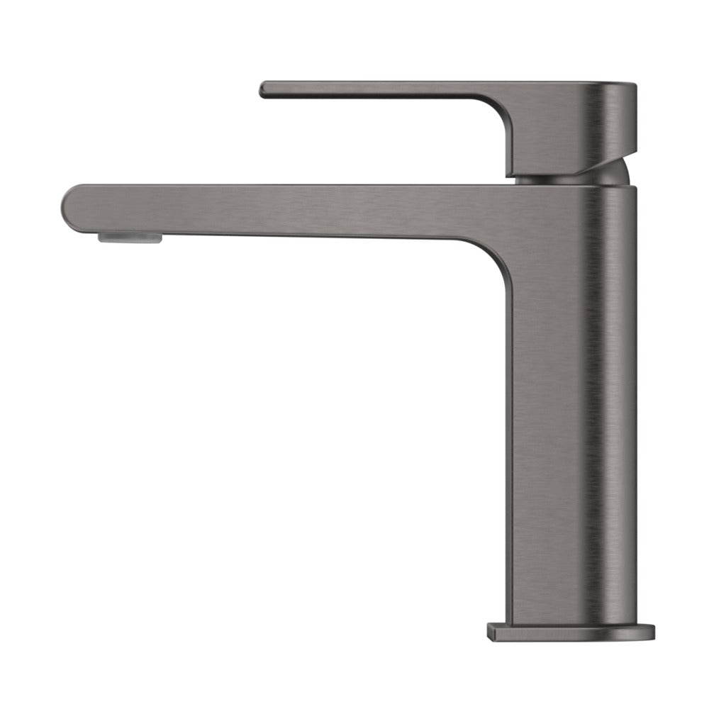 Beki Basin Mixer in Gunmetal - side profile view, bathroom fixture