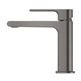 Beki Basin Mixer in Gunmetal - side profile view, bathroom fixture