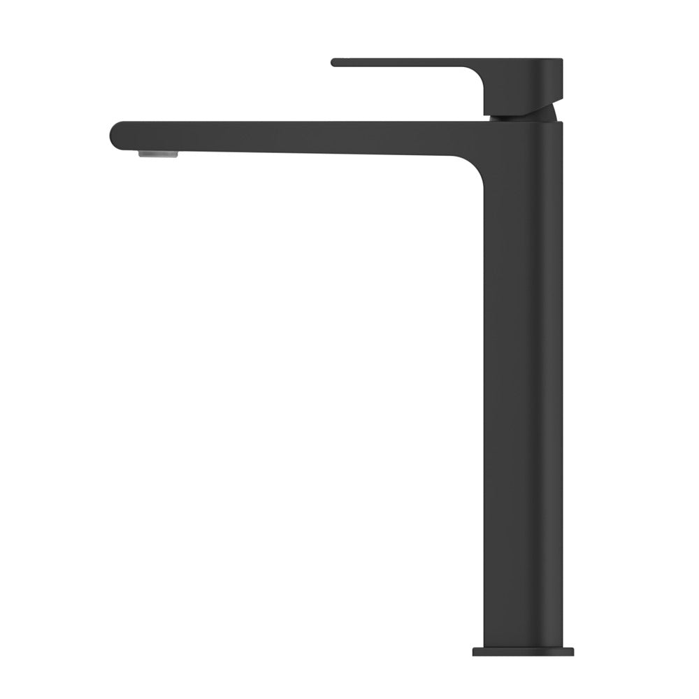 Beki Tall Basin Mixer in Black - rear mounting detail