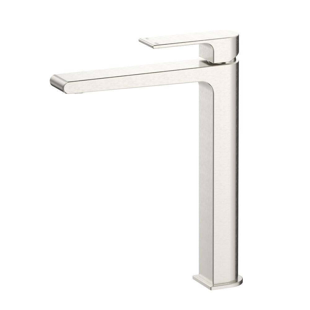 Beki Tall Basin Mixer in Brushed Nickel - full product view