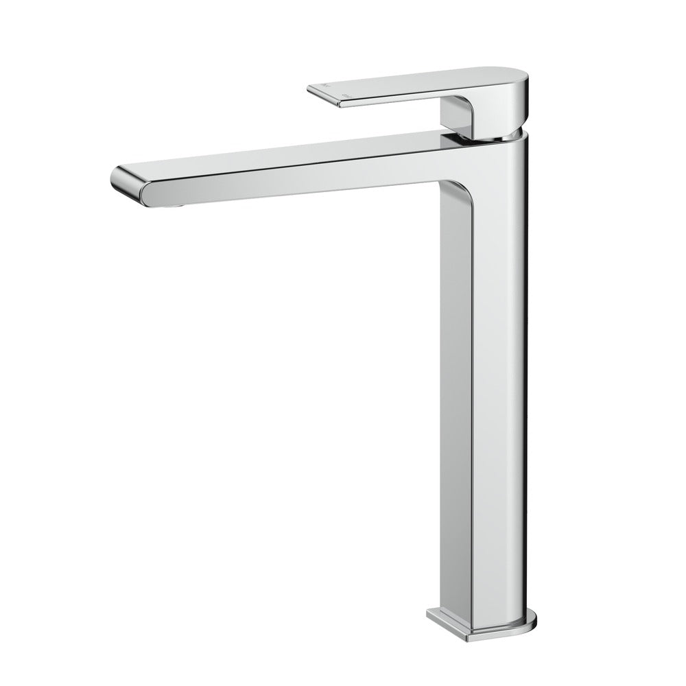 Beki Tall Basin Mixer in Chrome - front view, bathroom fixture