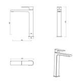 Beki Tall Basin Mixer in Chrome - side profile view