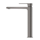 Beki Tall Basin Mixer in Gunmetal - side profile view