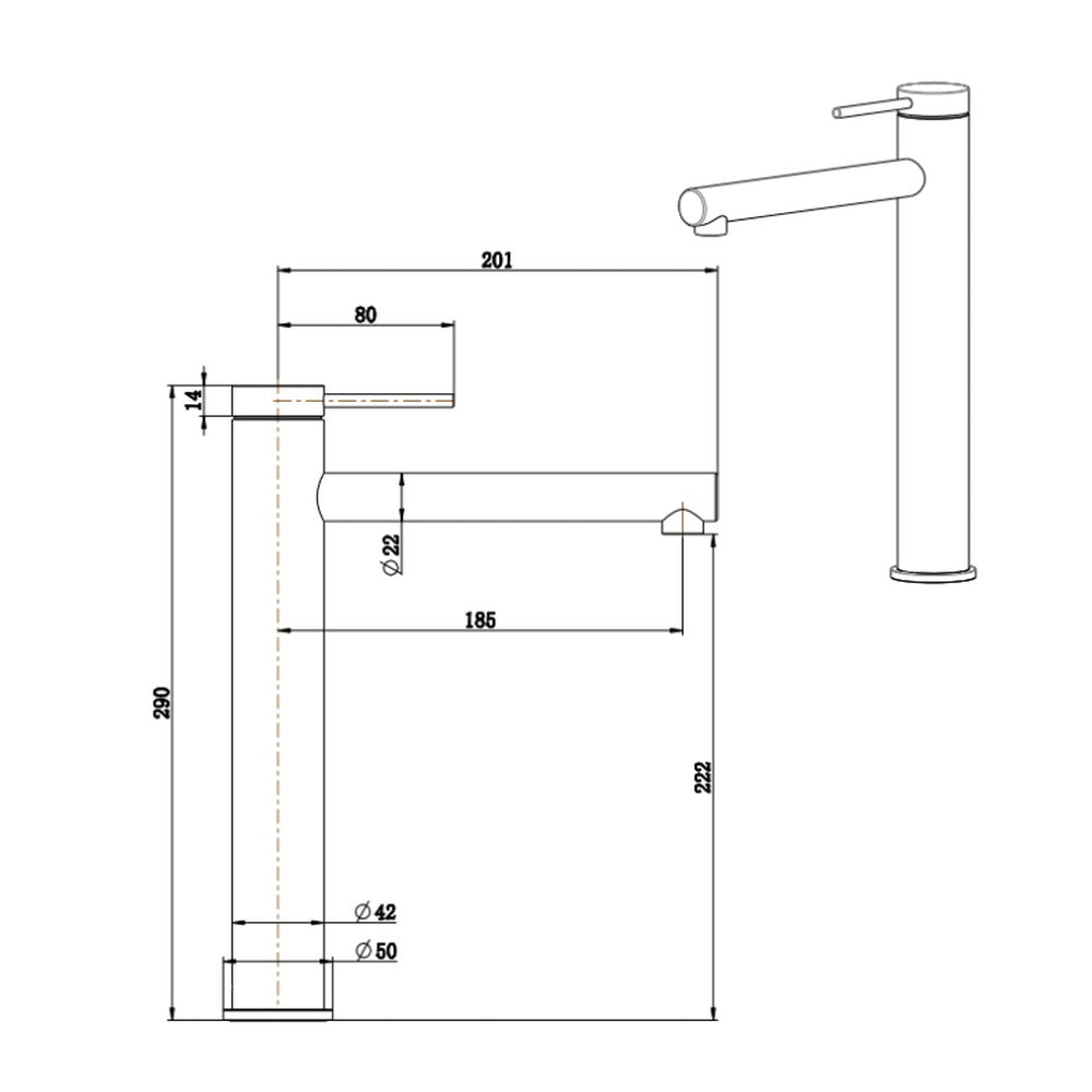 Mica Tall Basin Mixer Straight - Chrome