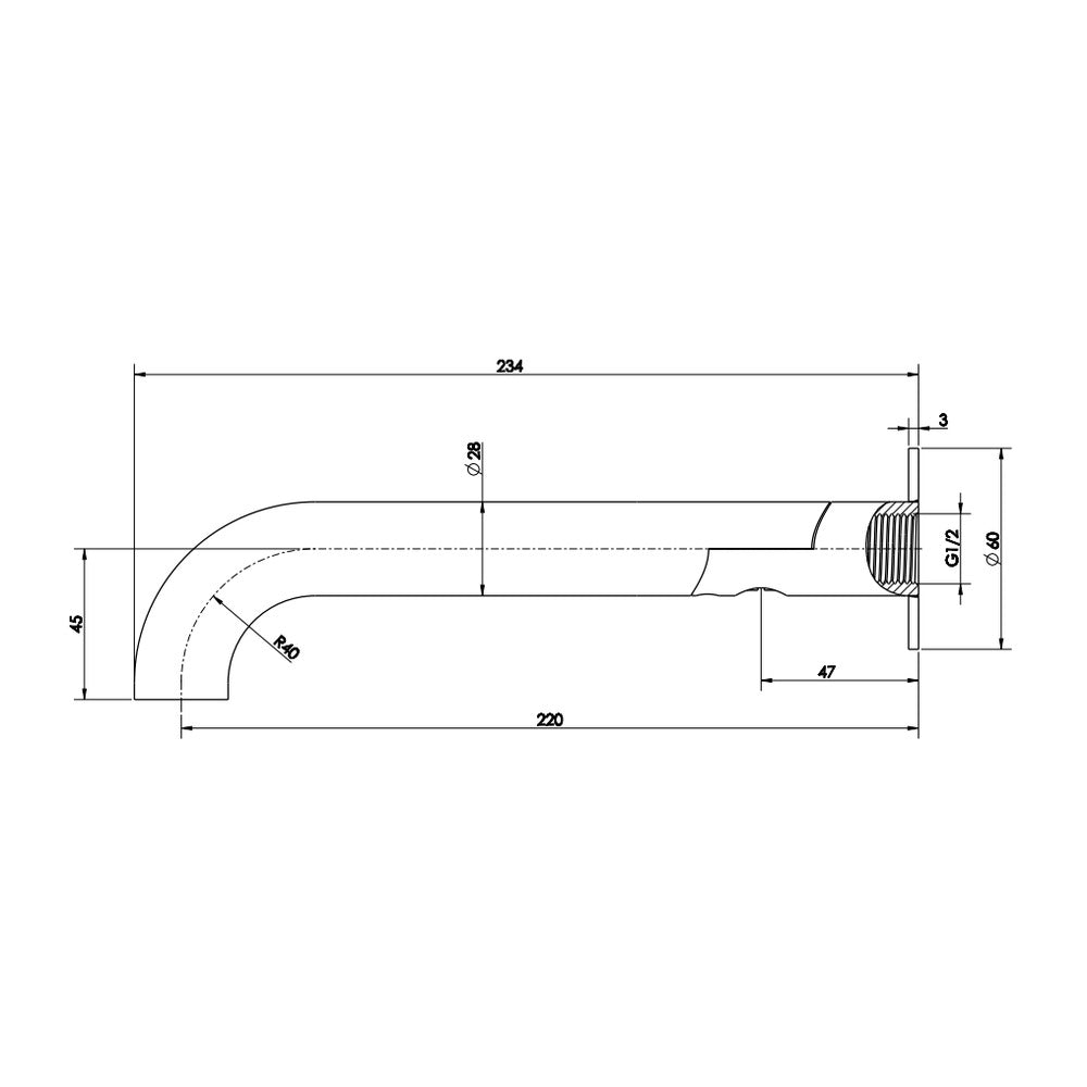 Mica Swivel Bath Spout - Curved - Chrome