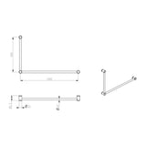 Mica Care Grab Rail - 90 Degree - 600x1000mm - Chrome