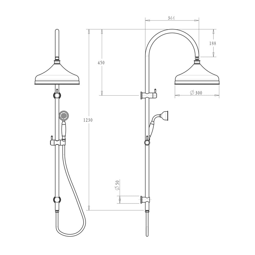 Mica Heritage Dual Shower Rail - Chrome