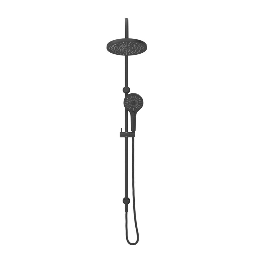 Mica Gooseneck Dual Shower Rail - Black