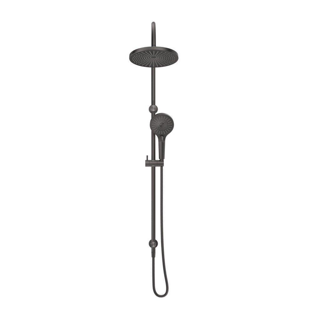 Mica Gooseneck Dual Shower Rail - Gunmetal