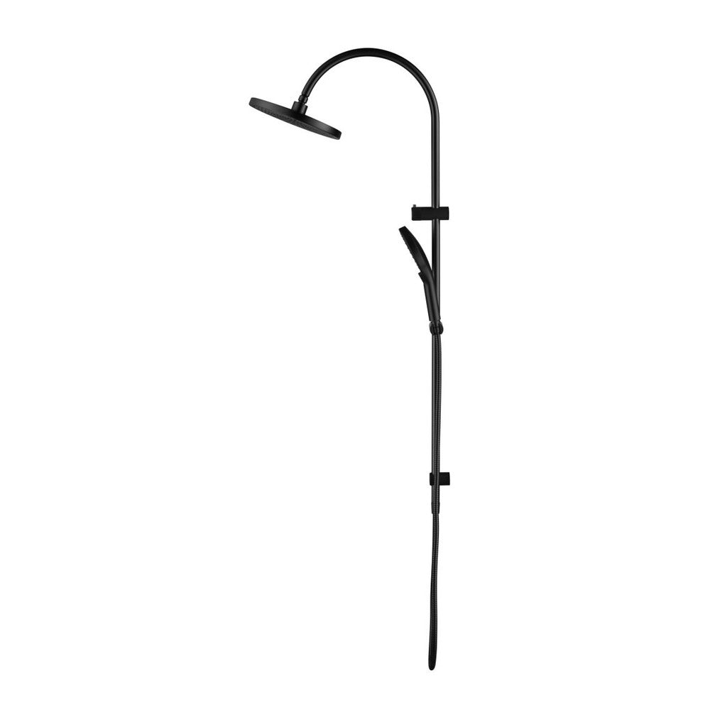 Mica Fluted Gooseneck Dual Shower Rail - Black