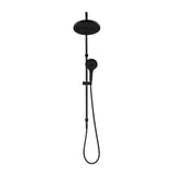 Mica Fluted Gooseneck Dual Shower Rail in Black - close-up detail view