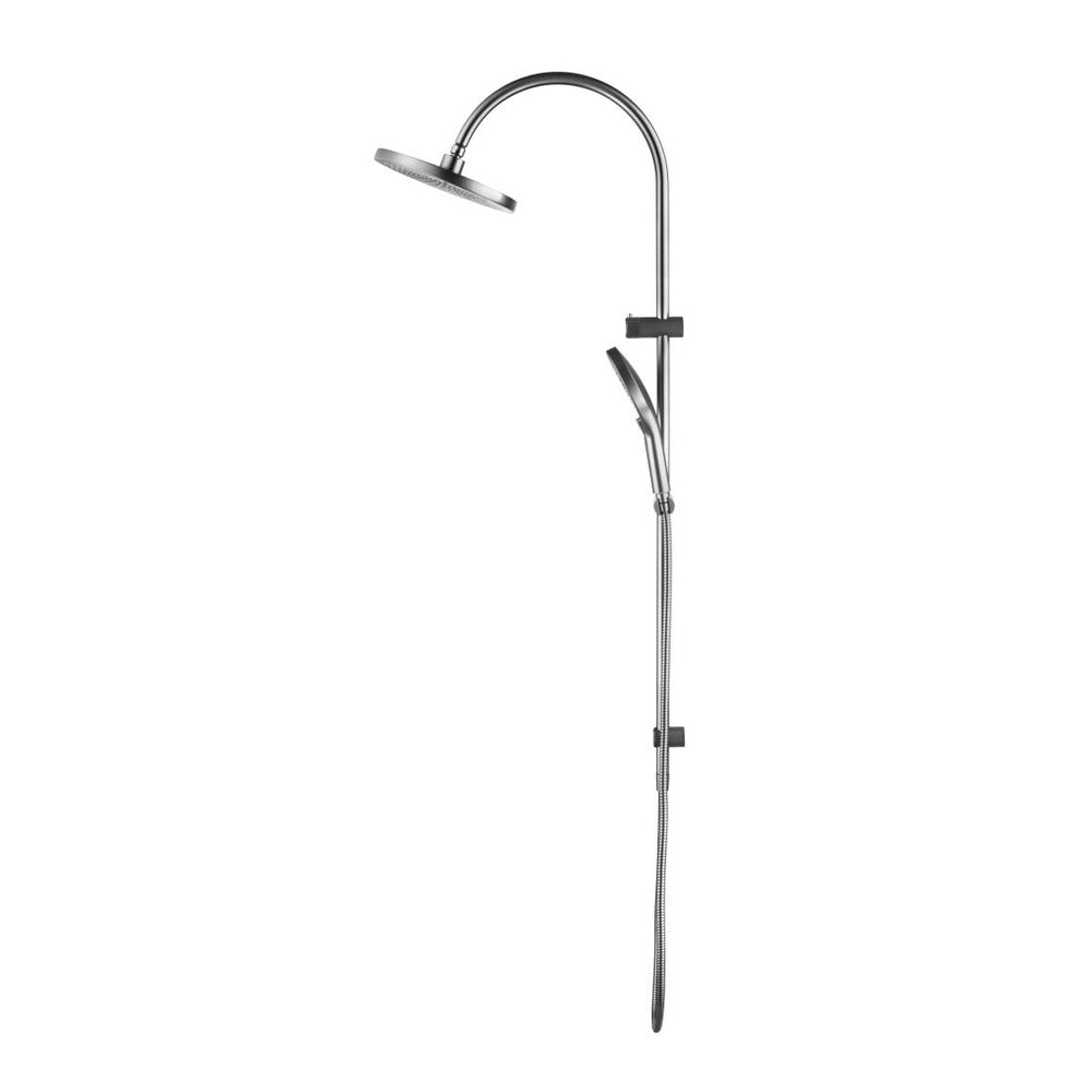 Mica Fluted Gooseneck Dual Shower Rail - Brushed Nickel